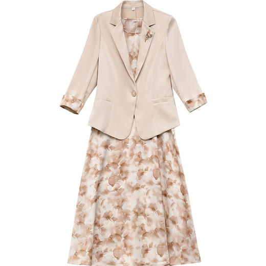 西装两件套裙长袖外套印花吊带裙中长款A字裙YSM-X23A022-H 商品图4