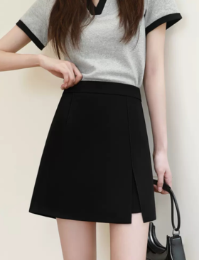 A字西装半身裙 黑色短裙女 显瘦遮肉 更有大码女装
