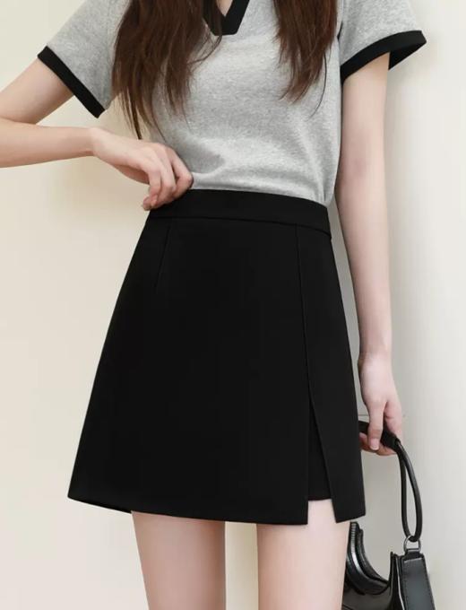 A字西装半身裙 黑色短裙女 显瘦遮肉 更有大码女装 商品图0