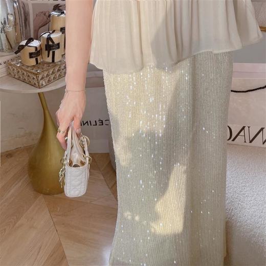 张心子【冰河碎片】法式名媛风亮片半身裙女2023夏季新款中长款裙 U2302103 商品图4