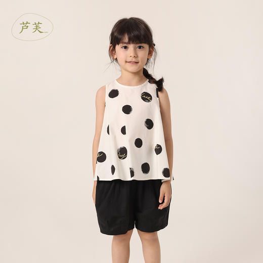 【马克珍妮 芦芙】夏装新款 女童波点宽松无袖背心套装230507 商品图0