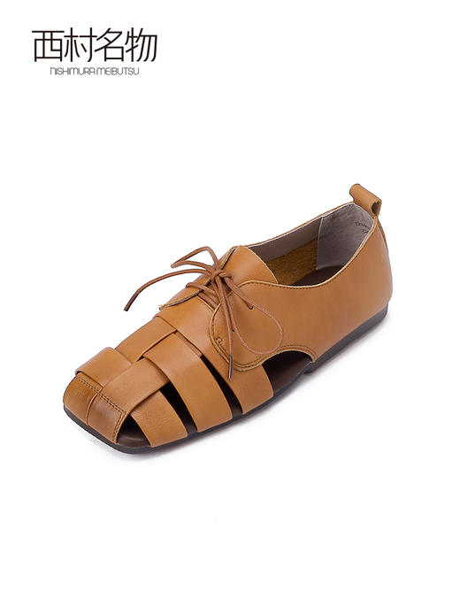 西村名物2023夏季新款潮流镂空编织猪笼鞋罗马鞋平底凉鞋女13431 商品图1