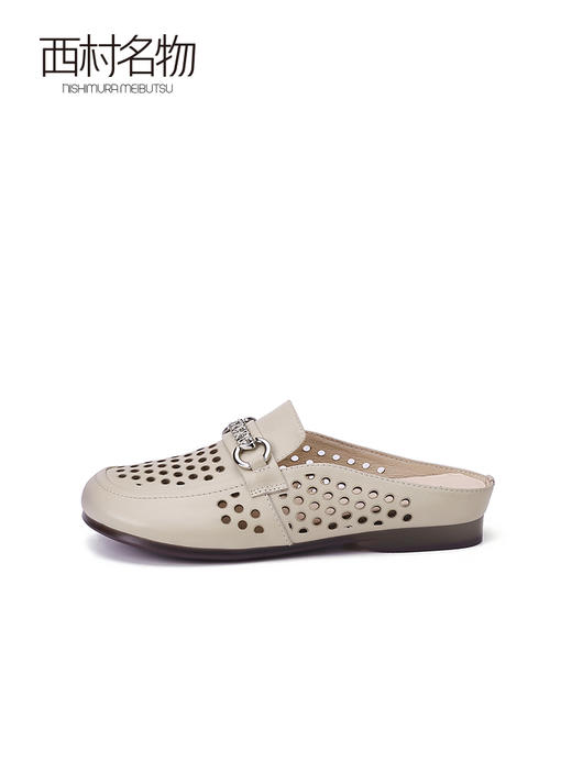 西村名物2023夏季新款包头拖鞋镂空牛皮时尚外穿百搭穆勒鞋13361 商品图1