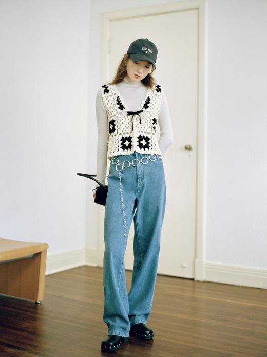 Even Vintage | 版型好 高腰纸袋裤全棉宽松直筒牛仔裤女秋冬 商品图1