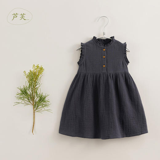 【马克珍妮 芦芙】夏装新款 女童泡泡纱木耳边连衣裙230833 商品图3
