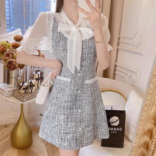 张心子【香榭佳人】盐系轻熟两件套女2023夏新款法式小香风套装裙 U2302132 商品图3