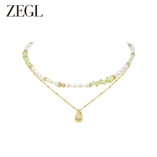 ZEGL设计师都市焕趣系列淡水珍珠叠戴项链女轻奢小众猫眼石锁骨链 商品图0