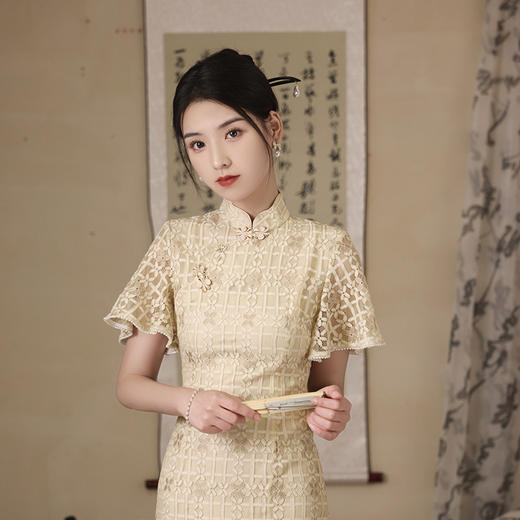 春夏新款，改良旗袍蕾丝气质优雅设计感复古中国风旗袍女XL-23102 商品图2