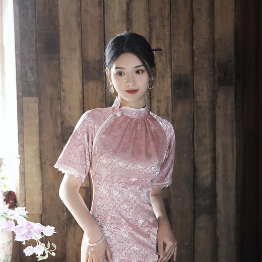 优雅修身，春夏新款旗袍改良旗袍长款复古走秀旗袍XL-23076 商品图0