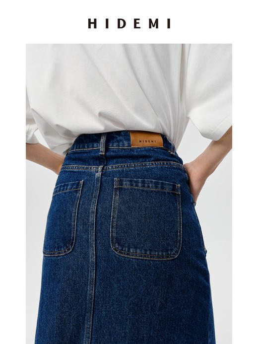 HIDEMI 可再生丹宁环保系列水洗口袋A字牛仔半身裙 商品图10