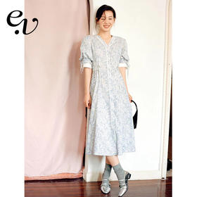 Even Vintage | 飘逸灵动 原创设计文艺复古小碎花V领长款连衣裙