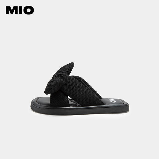 MIO米奥夏季韩版平底拖绒布蝴蝶结一字拖小香风舒适云朵拖鞋女M233131206 商品图1