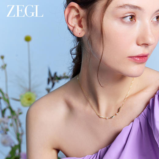ZEGL设计师都市焕趣系列925纯银波浪项链女高级感人造珍珠锁骨链 商品图4