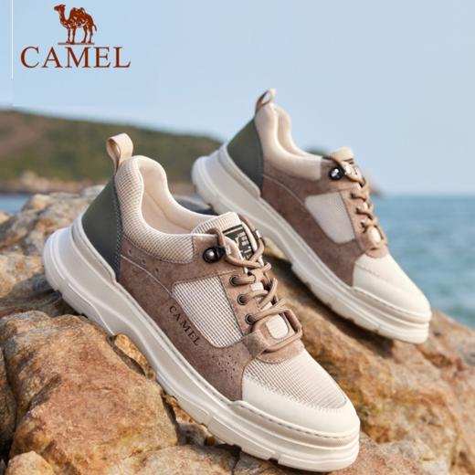 骆驼男鞋2023春厚底增高休闲鞋板鞋男士网面运动鞋透气户外工装鞋 G13S076153 商品图0