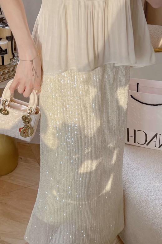 张心子【冰河碎片】法式名媛风亮片半身裙女2023夏季新款中长款裙 U2302103 商品图5