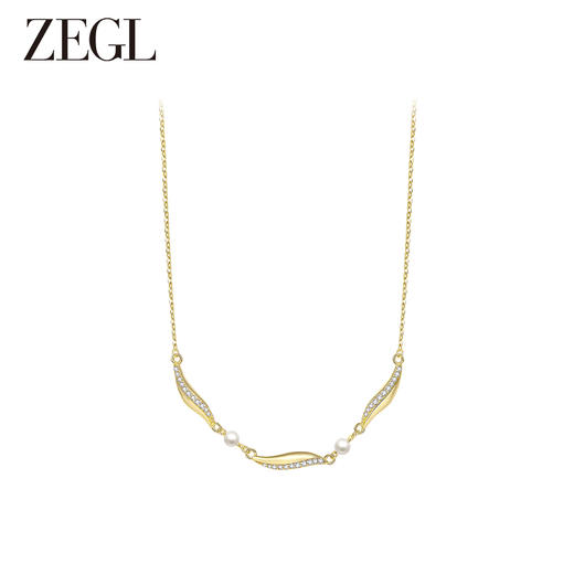 ZEGL设计师都市焕趣系列925纯银波浪项链女高级感人造珍珠锁骨链 商品图0