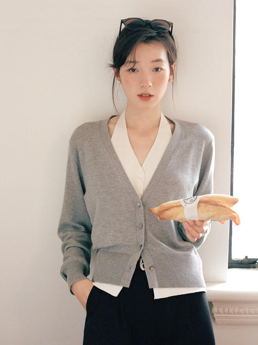 Even Vintage | 天丝混纺原创挂脖V领假两件针织开衫女春夏外穿 商品图1