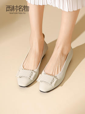 西村名物2023春季新款浅口单鞋女软底内增高低跟舒适通勤鞋13081