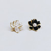 JU-D0016春夏季黑色花朵耳钉女法式小众设计感珍珠耳环气质简约耳饰 商品缩略图2