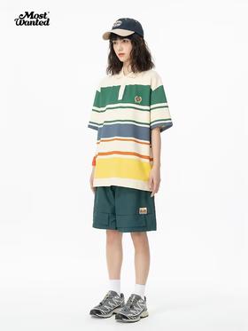 mostwantedlab彩虹/MWL-2312097/彩虹宽条纹印花polo衫
