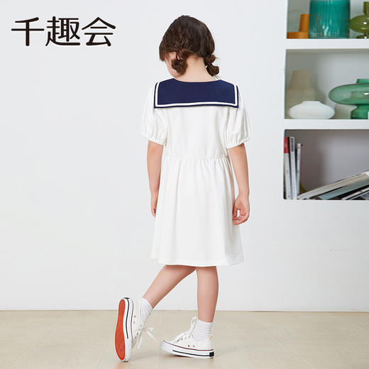 【连衣裙】千趣会童装儿童夏款女童时尚潮流海军领棉质短袖连衣裙9000143 商品图3