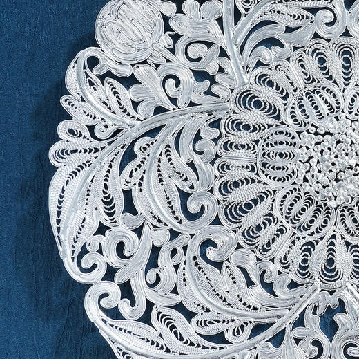 子佩集S999银手工银花丝【芙蓉花丝盘】摆件大师工坊原创设计2303 商品图1