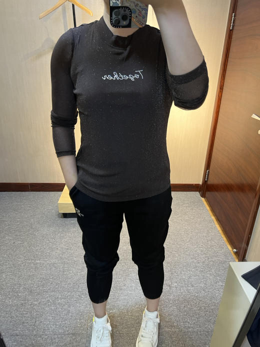 针丝缘春新款超弹百搭亮闪网眼儿显瘦打底衫3693 商品图8