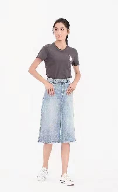 增致牛仔 女装高腰牛仔裙C183064烟波蓝 商品图0