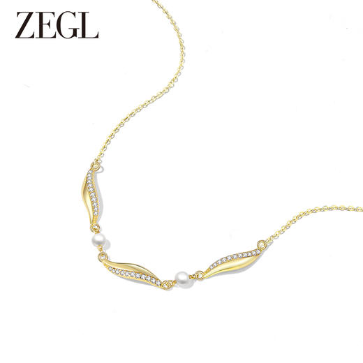 ZEGL设计师都市焕趣系列925纯银波浪项链女高级感人造珍珠锁骨链 商品图1