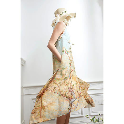 两三事梵高艺术闺房秘话 夏新款优雅油画印花无袖背心裙连衣裙 商品图3