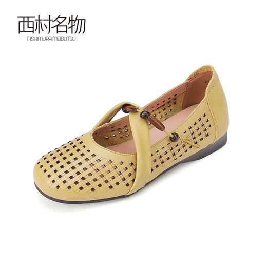 西村名物2023夏季新款复古森系镂空单鞋平底女鞋浅口玛丽珍13171 商品图1
