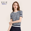 ELLE Active女装休闲时尚圆领拼接格纹针织衫正肩短袖T恤夏季新款 商品缩略图2