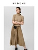HIDEMI极简设计感廓形袖百褶连衣裙 卡其色/黑色 商品缩略图12