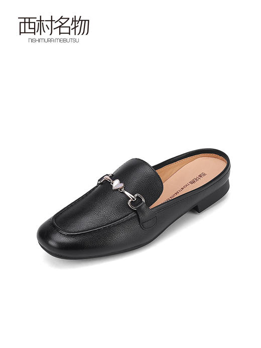 西村名物2023夏季新款通勤牛皮穆勒鞋时尚外穿舒适包头拖鞋13481 商品图2
