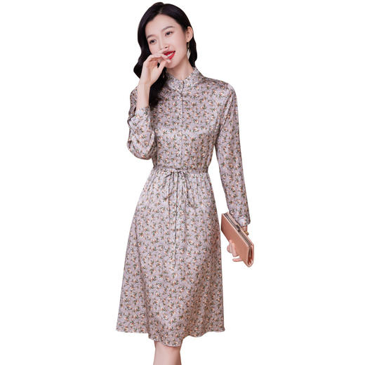 春装新款名媛淑气质小碎花桑蚕丝真丝连衣裙KQN-97508 商品图4