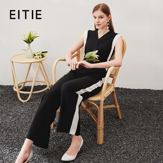 EITIE爱特爱夏季新款时尚通勤百搭无袖收腰连体裤长裤女6907638 商品图0