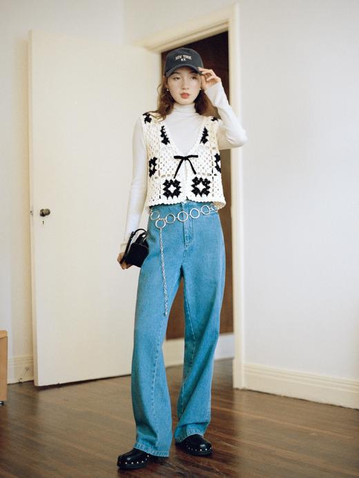 Even Vintage | 版型好 高腰纸袋裤全棉宽松直筒牛仔裤女秋冬 商品图3