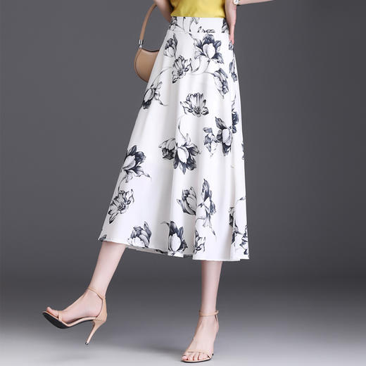 印花半身夏季新款A字裙，时尚气质女装中长裙高腰口袋裙MYX-5822 商品图5