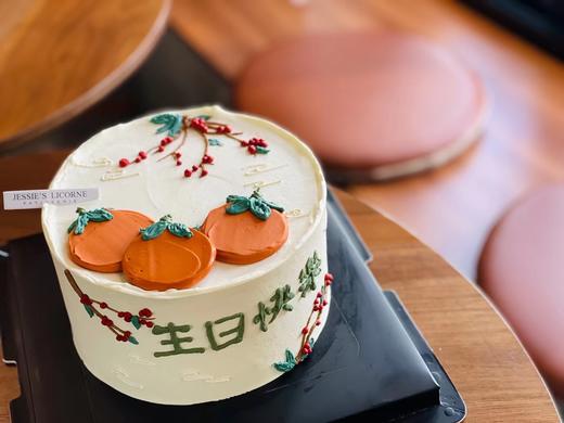 柿柿如意手绘奶油生日蛋糕 商品图0