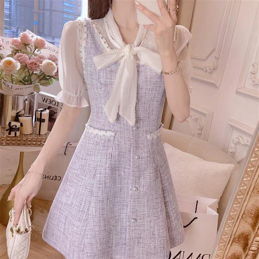 张心子【香榭佳人】盐系轻熟两件套女2023夏新款法式小香风套装裙 U2302132 商品图0