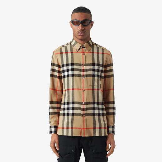 BURBERRY 巴宝莉 男士格纹棉质法兰绒长袖衬衫 格子 8064881 A7028 商品图1