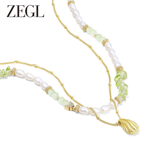 ZEGL设计师都市焕趣系列淡水珍珠叠戴项链女轻奢小众猫眼石锁骨链 商品图3