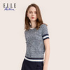 ELLE Active女装休闲时尚圆领拼接格纹针织衫正肩短袖T恤夏季新款 商品缩略图4