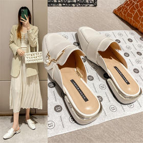 【懒人鞋春夏款凉拖】包头半拖鞋女外穿春季粗跟鞋子女鞋潮鞋