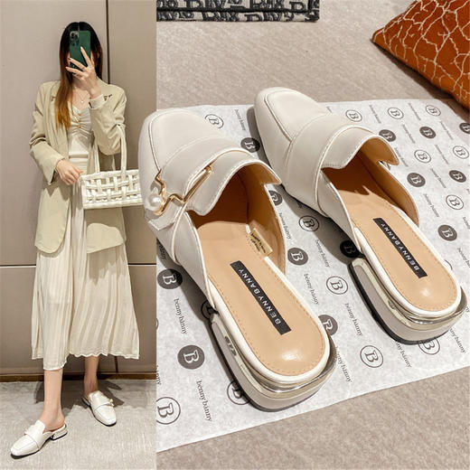 【懒人鞋春夏款凉拖】包头半拖鞋女外穿春季粗跟鞋子女鞋潮鞋 商品图0