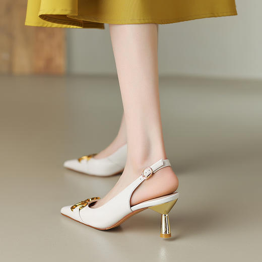 真皮细跟尖头，韩版金色扣件高跟鞋HBP-A1627 商品图9