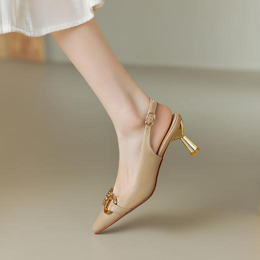 真皮细跟尖头，韩版金色扣件高跟鞋HBP-A1627 商品图8