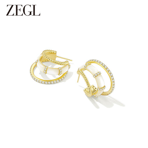 ZEGL都市焕趣系列法式耳环女轻奢高级感耳钉925银针耳饰品 商品图1