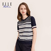ELLE Active 女装休闲简约风圆领套头拼接短袖百搭针织衫夏季新款 商品缩略图0