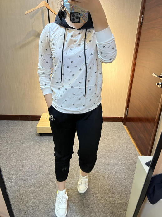 针丝缘春新款纯棉轻薄休闲星星显瘦连帽针织衫8236 商品图0